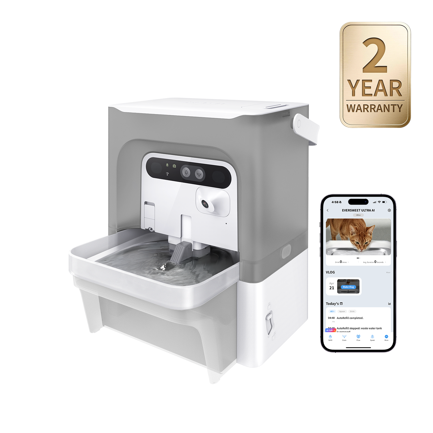EverSweet Ultra with Camera Pet Water Fountain (Gray)