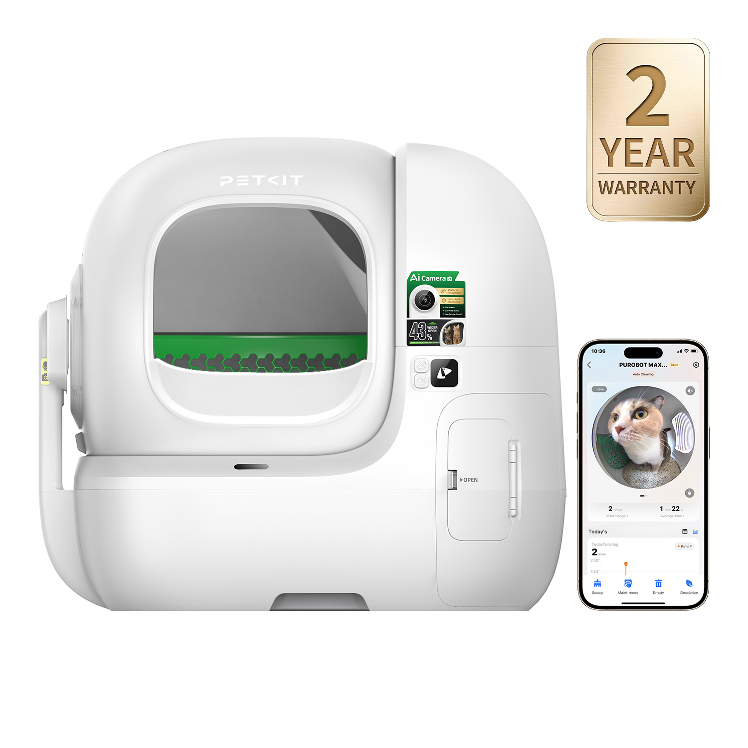 Purobot Max Pro 2 Automatic Cat Litter Box (Fence 2.0 Included)